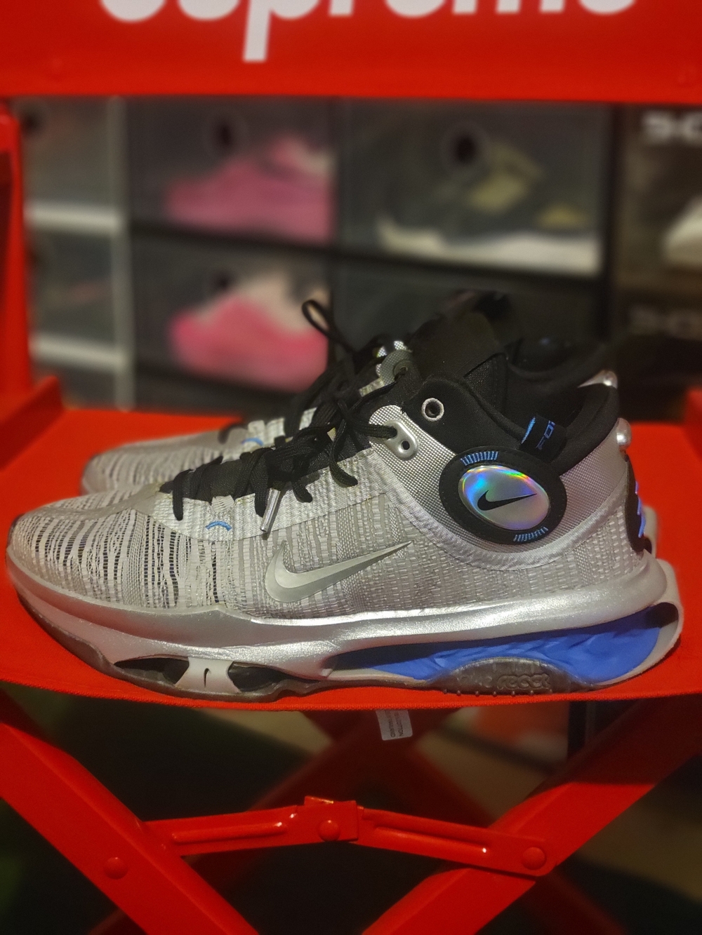 Nike Zoom Gt Jump Silver with Blue Accents Tim Duncan